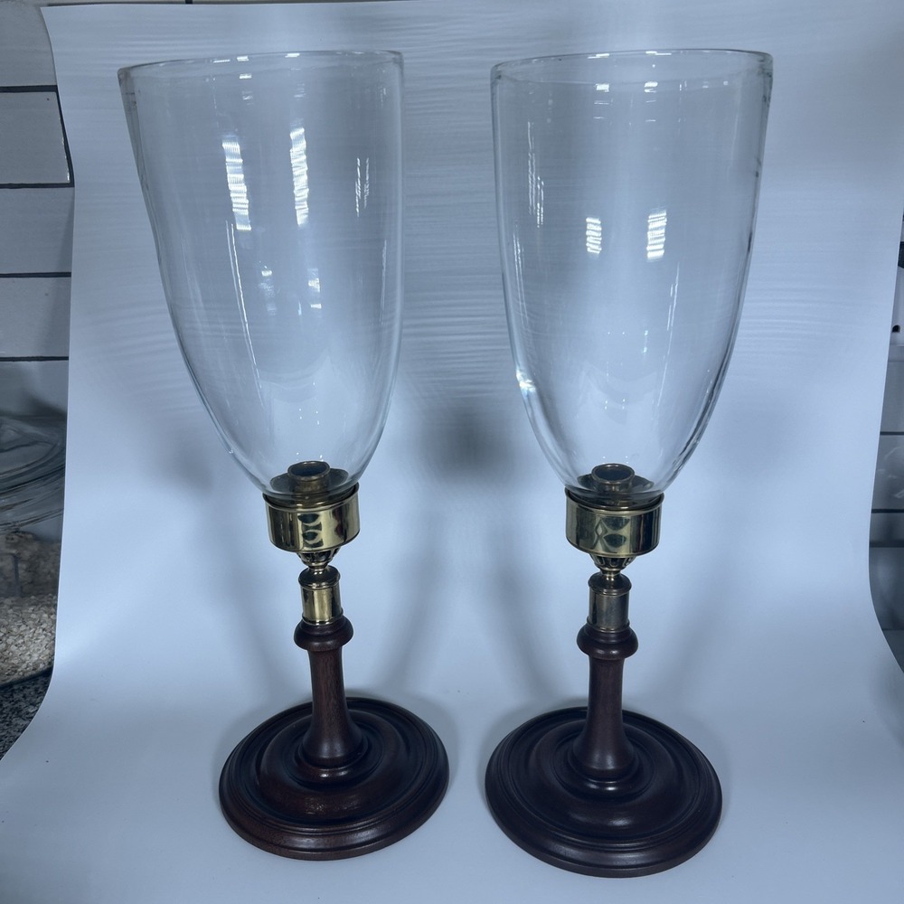Vtg Colonial Williamsburg Reproduction Hurricane Candleholders CW 16-80 Set of 2